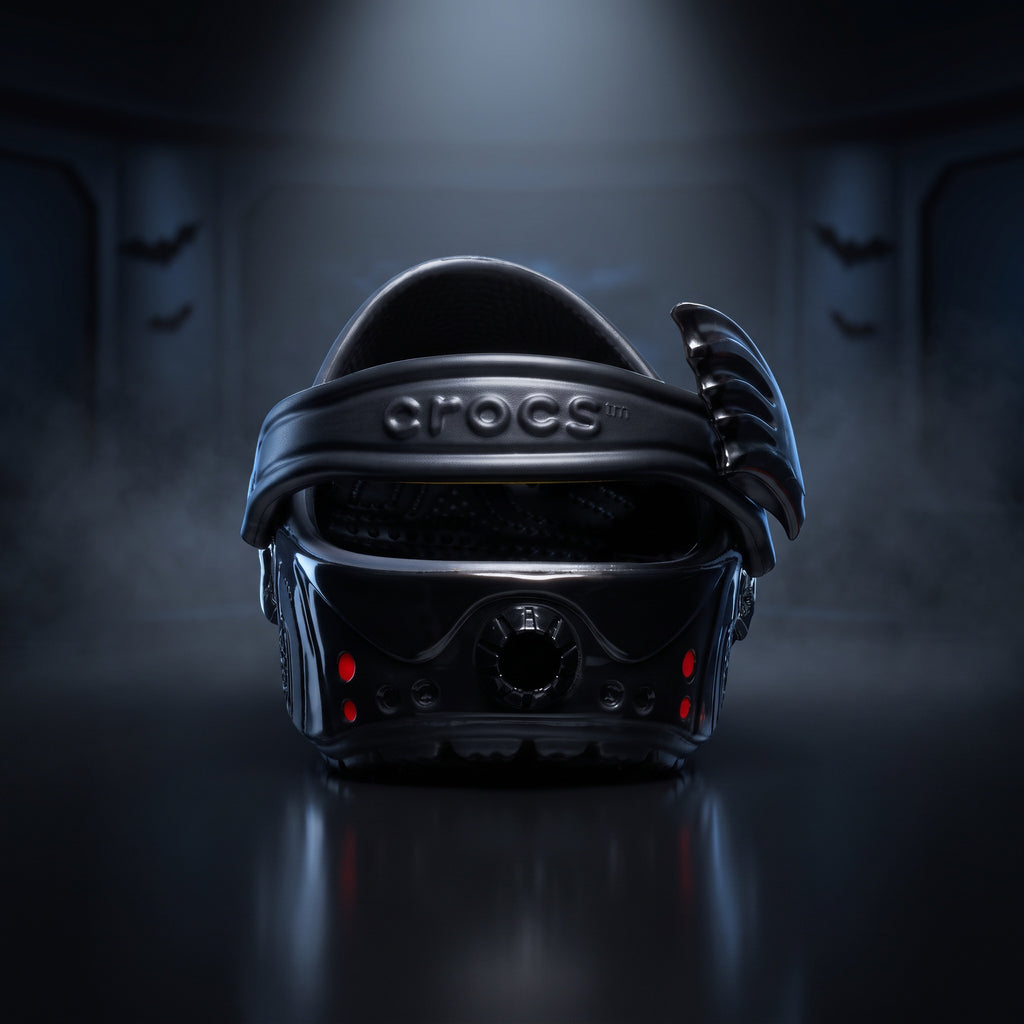 Sabots Dark Ride noirs LAS ROSAS avec ailerons, détails moulés et charms sur fond sombre