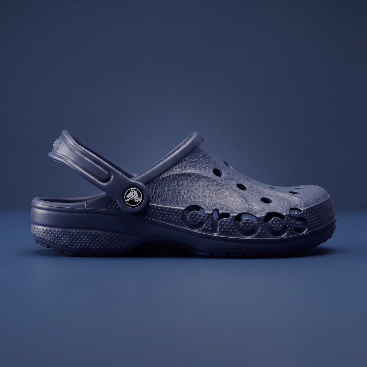 Claquette LAS ROSAS Baya bleu marine en mousse souple avec ouvertures latérales et logo sur le côté